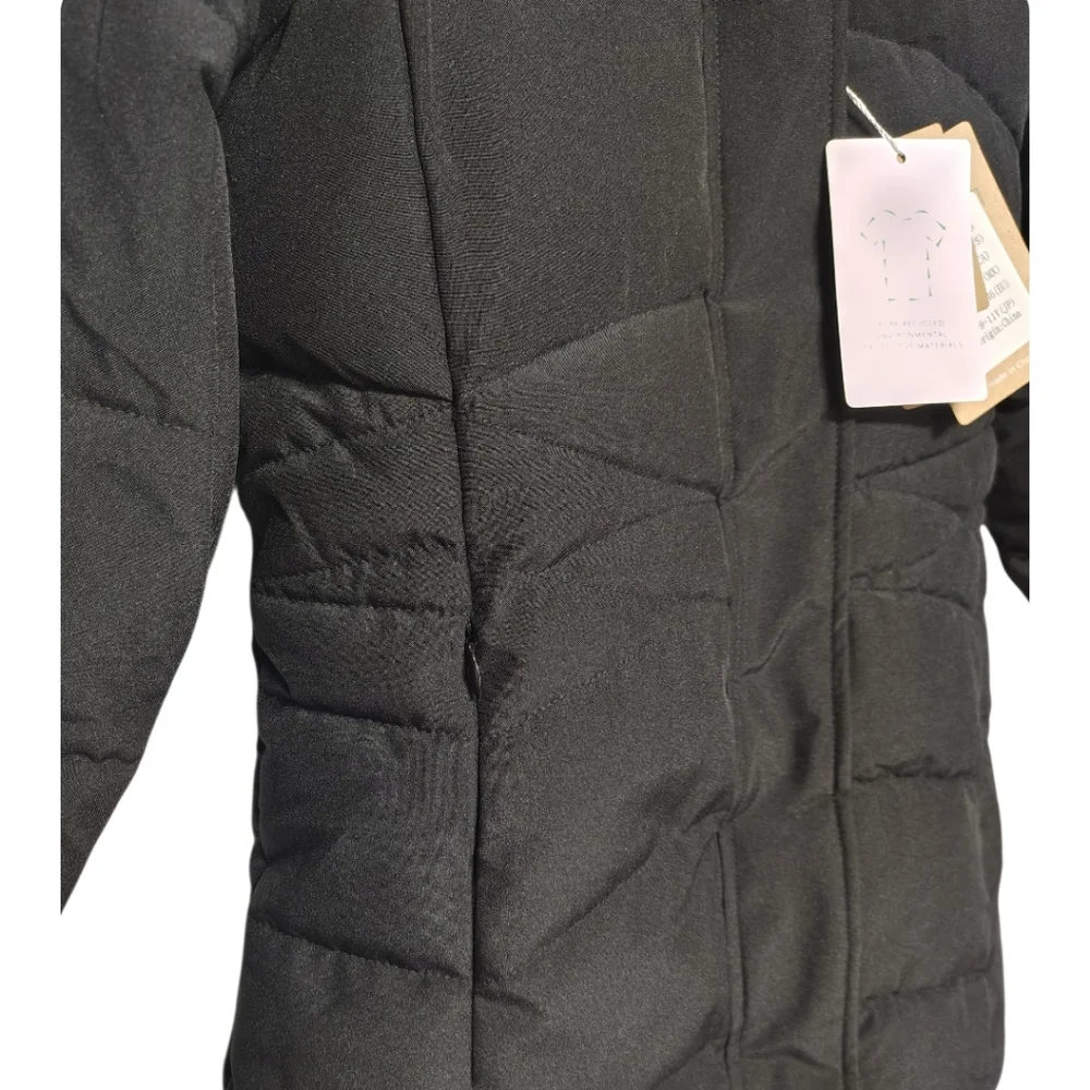 Wantdo Kids' Black Fleece-Lined Winter Parka Size 10-12 Black Faux Fur Hood